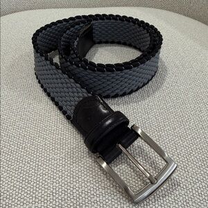 Men's Grey Woven Elastic Belt with Black Trim